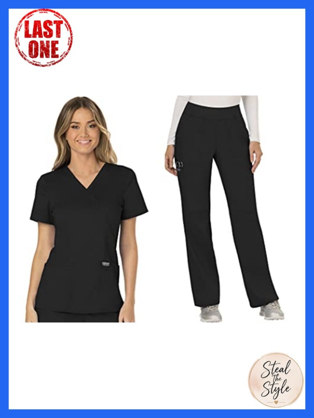 Women's Scrub Set Mock Wrap Top Straight Leg Pant Medical Uniform